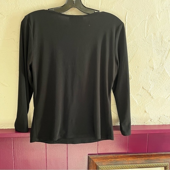 FRANK Lyman Black Top With Ruching At Bust Size 12 - Picture 2 of 5